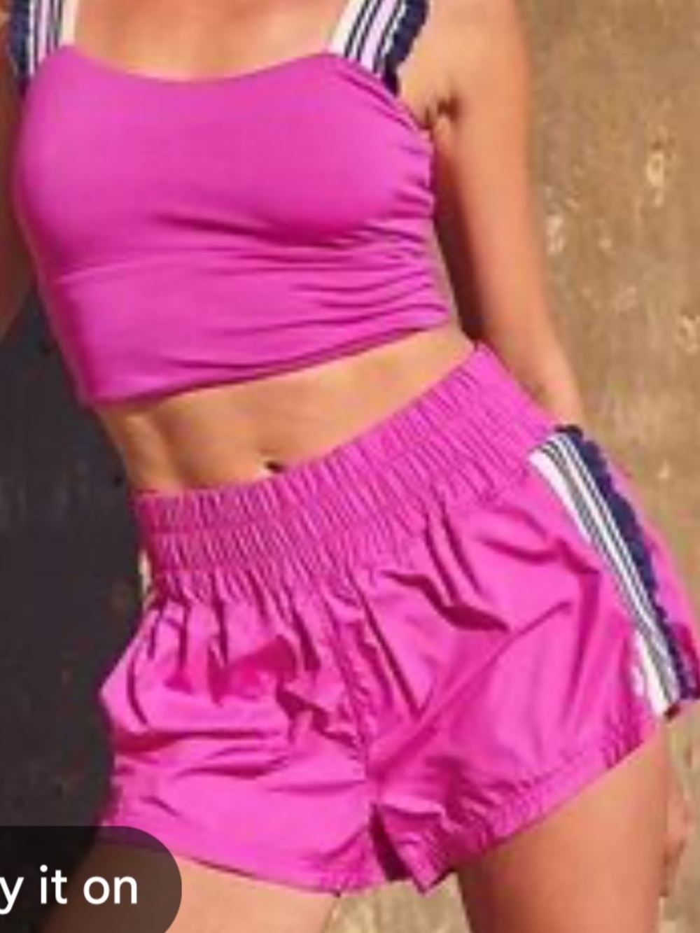 Free people FP movement pink time out ruffle stripe mini shorts running